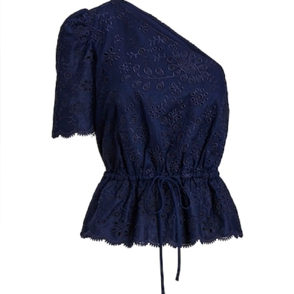 Polo Ralph Lauren One-Shoulder Eyelet Linen Top